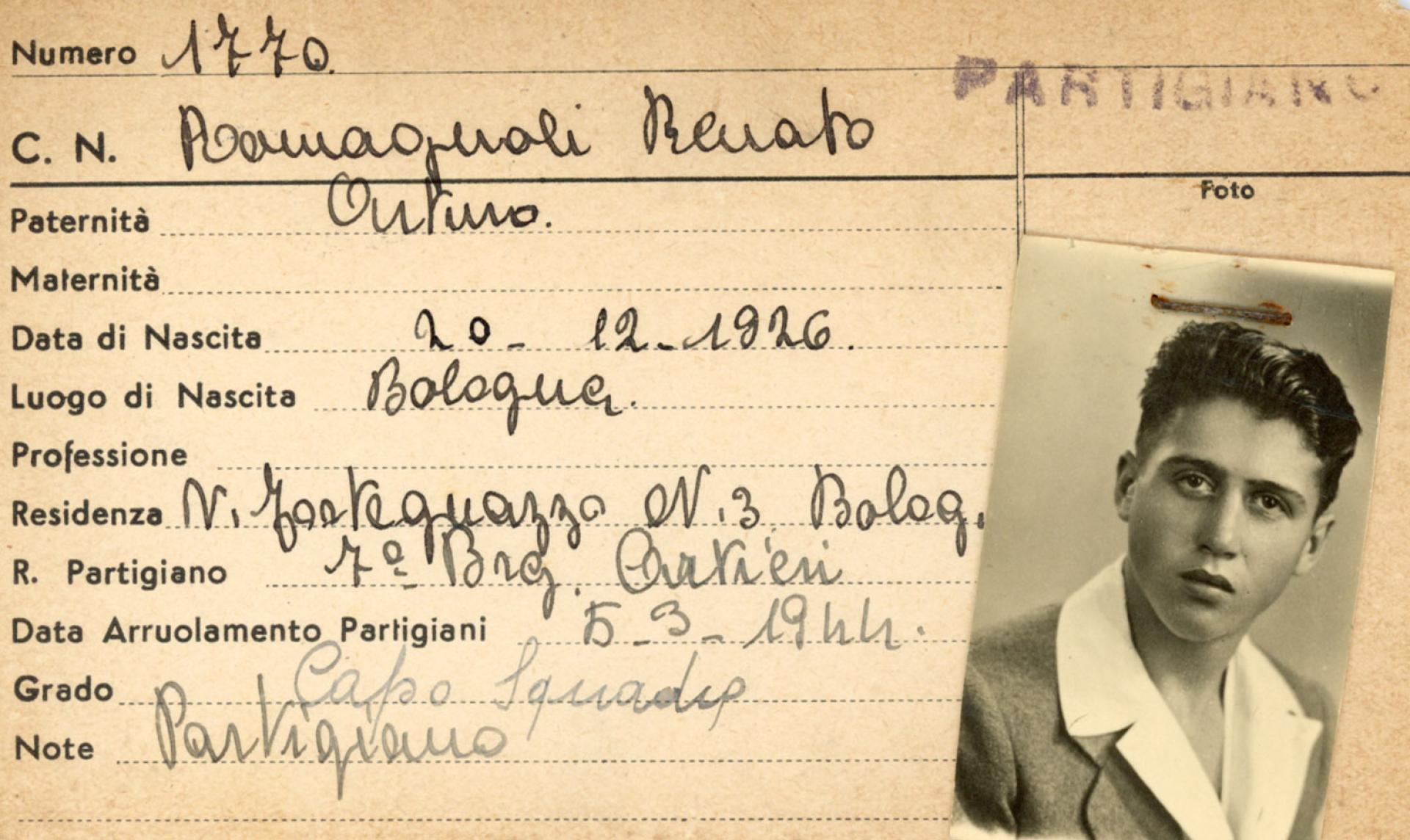 La tessera da partigiano di Renato Romagnoli
