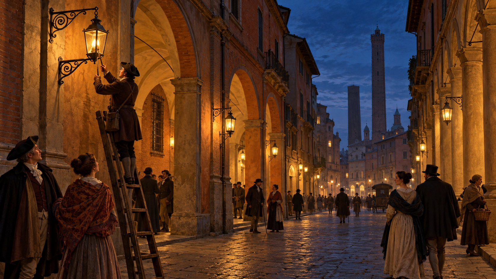 La prima illuminazione pubblica cittadina